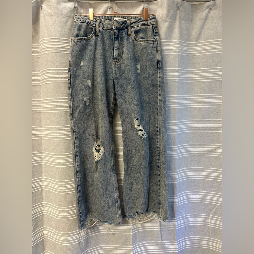 Avec Les Filles Straight Leg Distressed Jeans
